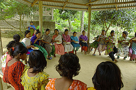 部族,学生,食物,客栈,地区,孟加拉,八月,2006年