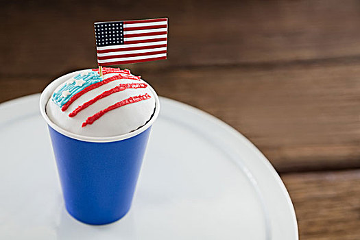 爱国,咖啡,美国国旗,特写,木桌子