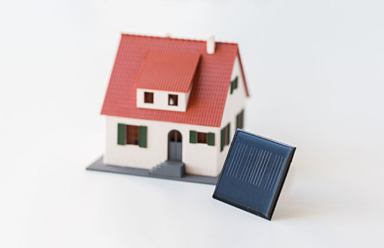 特写,房子,模型,太阳能,电池,太阳能电池