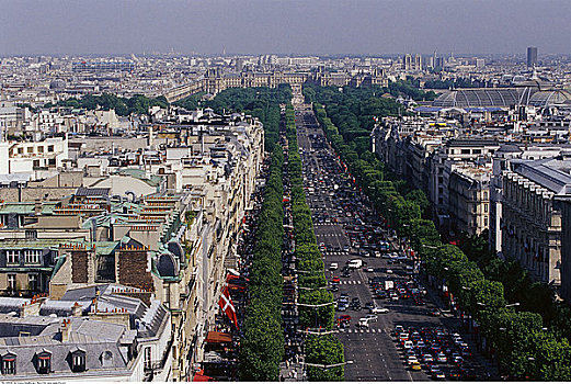俯视,香榭丽舍大街,巴黎,法国