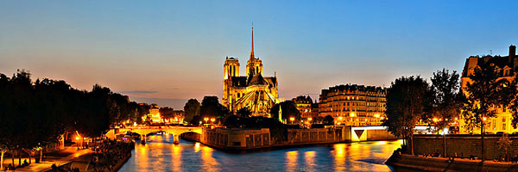 巴黎,黄昏,全景,上方,塞纳河,著名,城市,地标