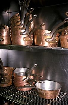 铜质平底锅,法国,餐厅厨房