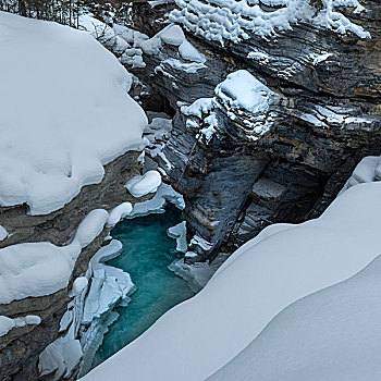 俯视图,水池,阿萨巴斯卡瀑布,碧玉国家公园,艾伯塔省,加拿大