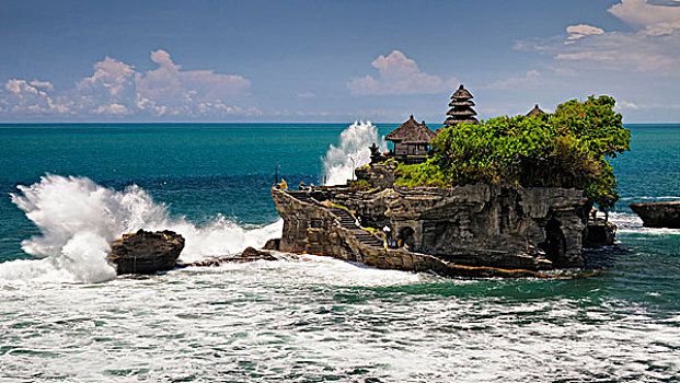 印度尼西亚,巴厘岛,海神庙,碰撞,大,石头,印度教,庙宇,海洋