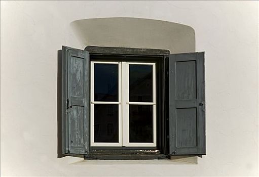 窗户,百叶窗,恩加丁,格劳宾登州,瑞士,欧洲