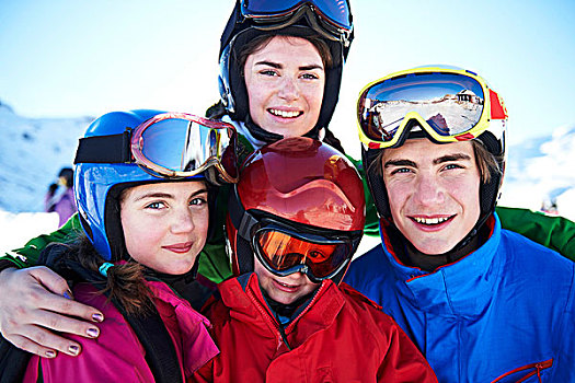 姐妹,兄弟,滑雪,假日