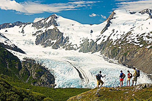 远足者,波蒂奇,冰河,楚加奇国家森林,阿拉斯加,夏天