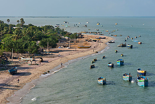 渔船,小屋,海滩,岛屿,泰米尔纳德邦,印度,亚洲