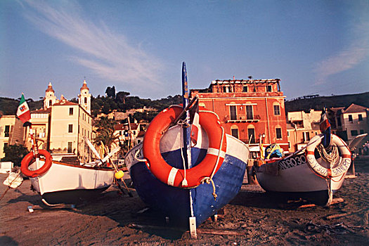 意大利,利古里亚,里维埃拉,渔船,海滩,大幅,尺寸