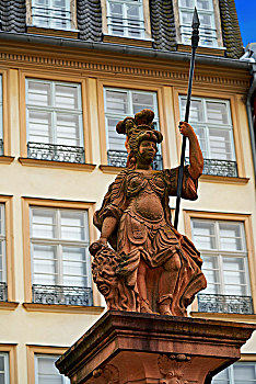 法兰克福,女士,执法,雕塑,罗马广场,德国