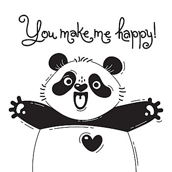 插画,喜悦,熊猫,高兴,设计,有趣,海报,卡,可爱,动物,矢量