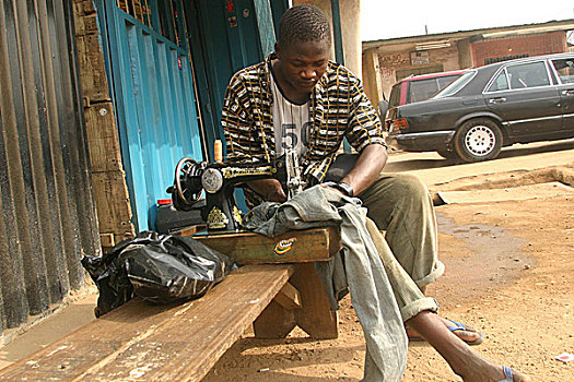 裁缝,工作,拉各斯,尼日利亚,一月,2007年