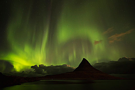 北极光,上方,上面,山,冰岛