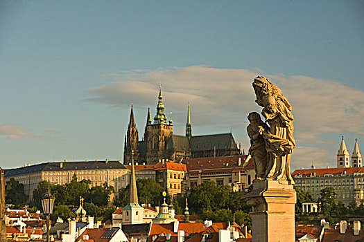查理大桥,布拉格城堡,巴洛克,雕塑,18世纪,历史,中心,世界,捷克共和国