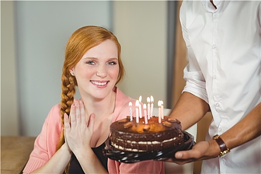 高兴,女人,生日蛋糕
