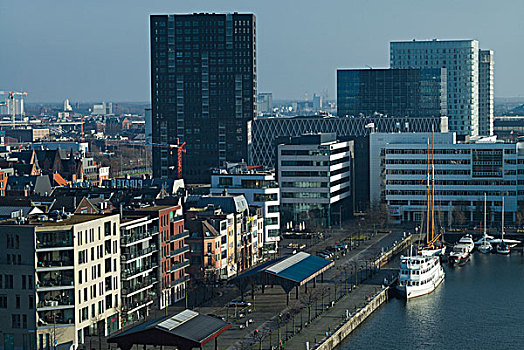 比利时,安特卫普,俯视图,整修,港区