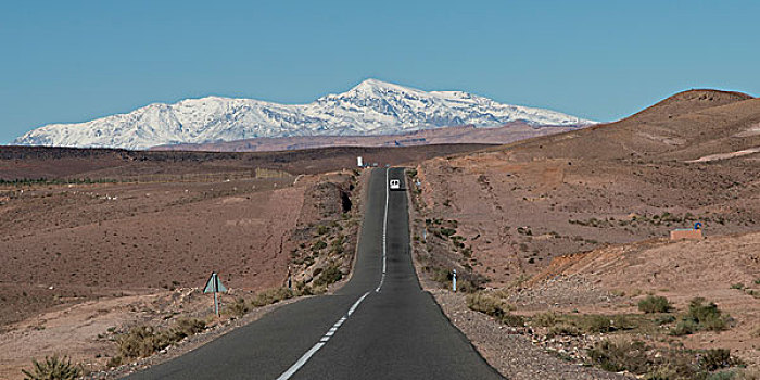 道路,积雪,山,阿特拉斯山脉,摩洛哥