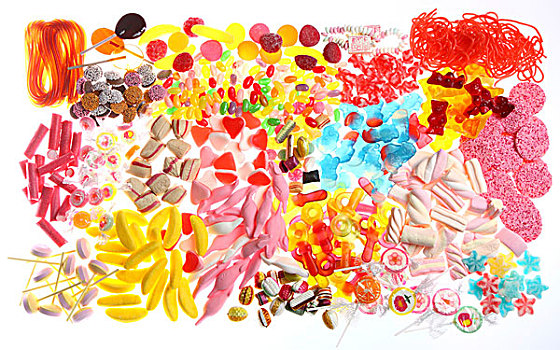 清晰,塑料袋,品种,果味软糖,果浆软糖,糖果,冰糕,饼干,胶熊