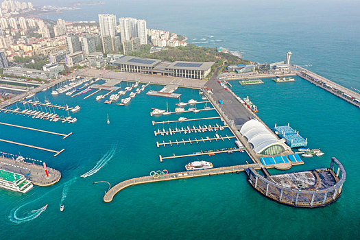 航拍山东青岛奥林匹克帆船中心,青岛国际帆船中心