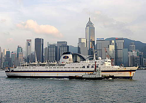 船,正面,香港,天际线,亚洲