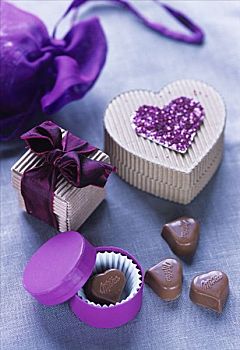 心形,巧克力,漂亮,礼盒