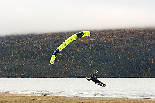 跳伞,降落,湖,瑞典