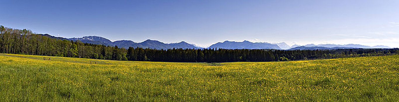 山脉全景,高山,山麓,上巴伐利亚,巴伐利亚,德国