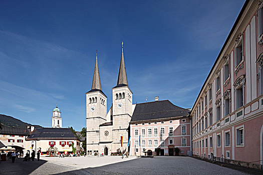 教区教堂,城堡,贝希特斯加登地区,上巴伐利亚,巴伐利亚,德国,欧洲