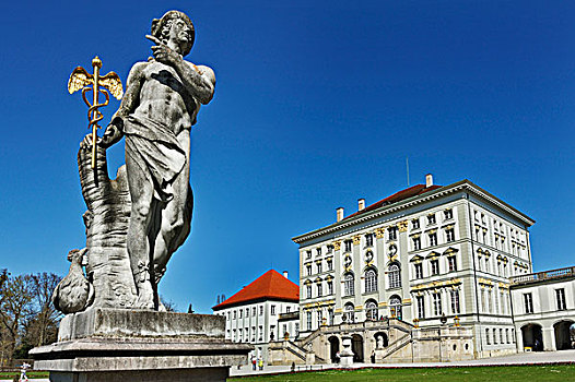 雕塑,水银,罗马,1778年,宁芬堡,城堡,宫殿,地面,慕尼黑,巴伐利亚,德国,欧洲