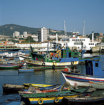 葡萄牙,港口,渔船,城镇