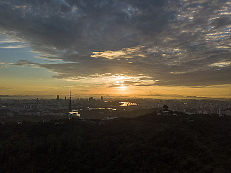 广东惠州高榜山景区日出航拍风光