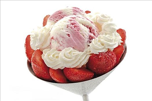 草莓,草莓冰激凌,泡沫奶油