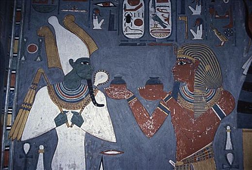 墓地,描绘,帝王谷,埃及