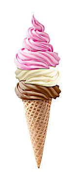 不同,冰淇淋,华夫饼,隔绝,白色背景,背景