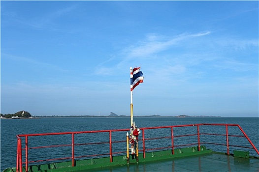 泰国,旗帜,渡轮,海洋