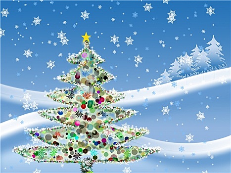 圣诞节,明信片,冬天,树,装饰