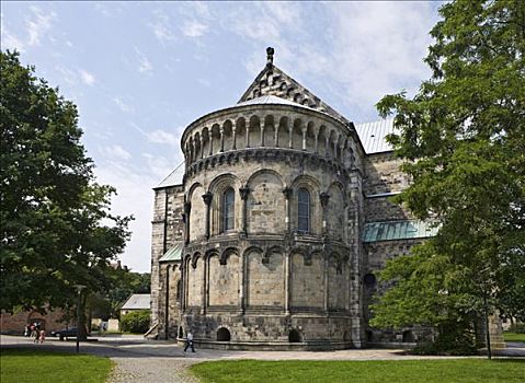 外景,罗马式,圆屋顶,大教堂,约会,12世纪,瑞典,斯堪的纳维亚,欧洲