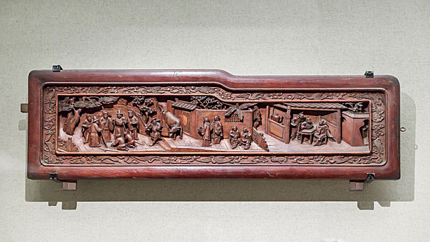 清代人物故事纹拔步床栏板,安徽博物院馆藏文物