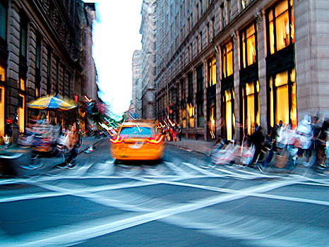 纽约,街道,动态,黄色出租车