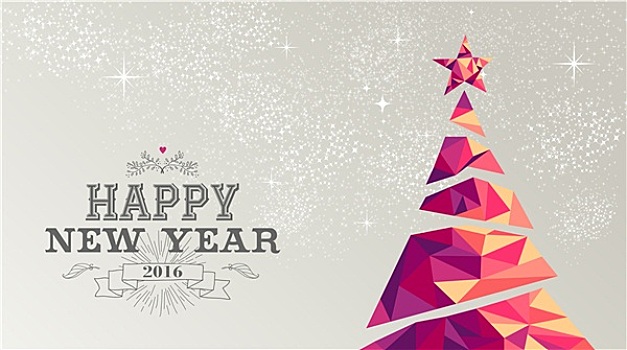 新年快乐,卡片,圣诞树,三角形