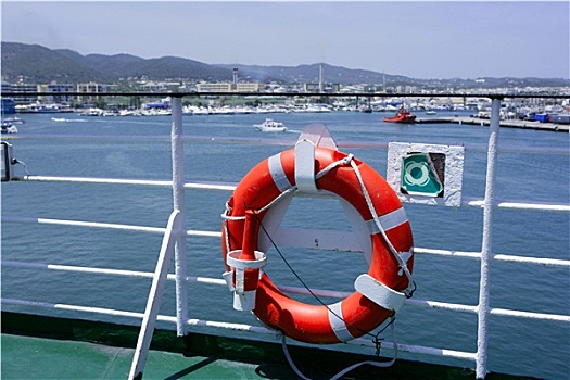 游轮,白色,船,栏杆,蓝色,伊比萨岛,海洋