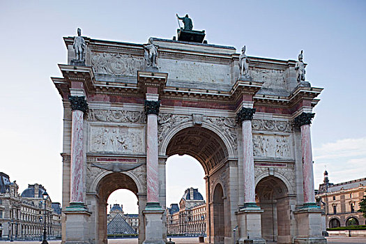 凯旋门,城市,博物馆,背景,卢浮宫,巴黎,法兰西岛,法国