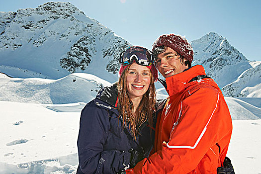 情侣,穿,滑雪服,奥地利