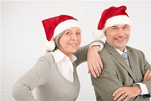 圣诞节,帽子,老人,商务人士,微笑,一起