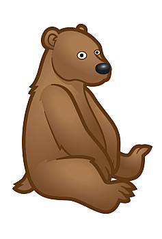 熊,棕熊,坐,插画