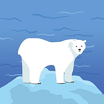 北极熊,块,冰,北冰洋,背景,北极,野生动物,食肉动物,熊,北极圈,白色,矢量,插画,风格