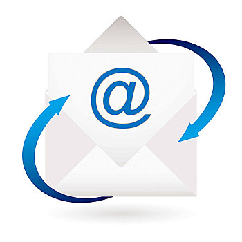 电子邮件,概念,蓝色,箭头,白色,信封
