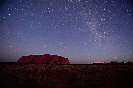 澳大利亚,北领地州,乌卢鲁卡塔曲塔国家公园,星星,圆,高处,艾尔斯岩,黄昏,夏天,晚间