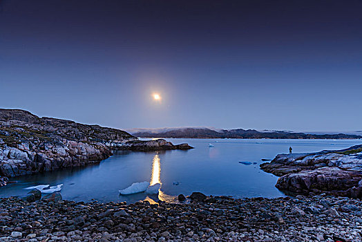 反射,月亮,海洋,格陵兰