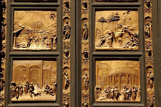 门,青铜,洗礼堂,佛罗伦萨,托斯卡纳,意大利